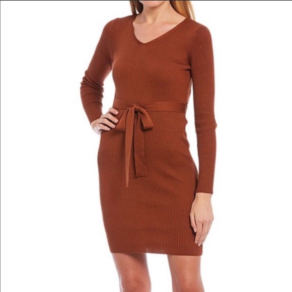 Camel colored sweater dress